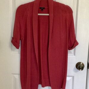 Talbots Dark Pink/ Rose Cardigan Sweater Lightweight Open Front, size small